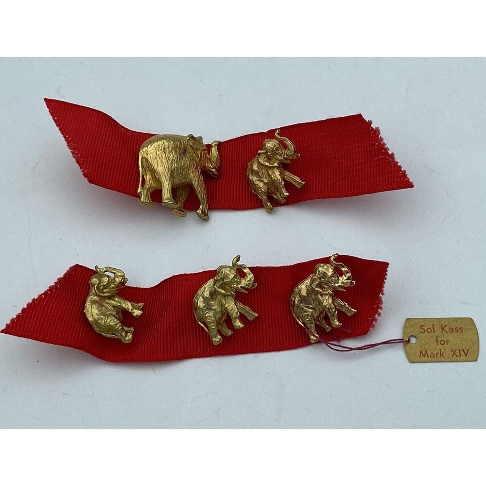 Five Vintage Elephants Pins By Sol Kass